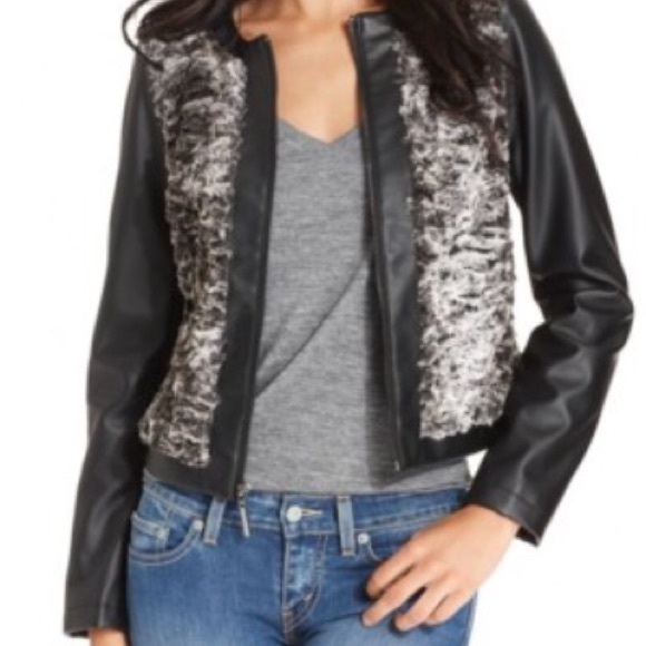 KENSIE Faux Fur Vegan Leather Jacket S